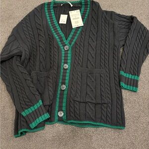 Black and Green Knit Zara cardigan Sweater